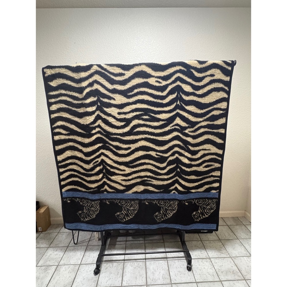 Vintage Crown Crafts Vuteks Vukovar Tiger Blanket Yugoslavia 60x80 Acrylic